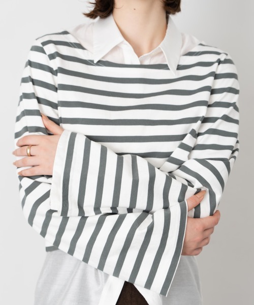 Formeque(フォルミーク)の「【Formeque】フレアスリーブボーダートップス(Tシャツ/カットソー・レディース・グリーン/ブラック・FREE)」の18枚目の写真