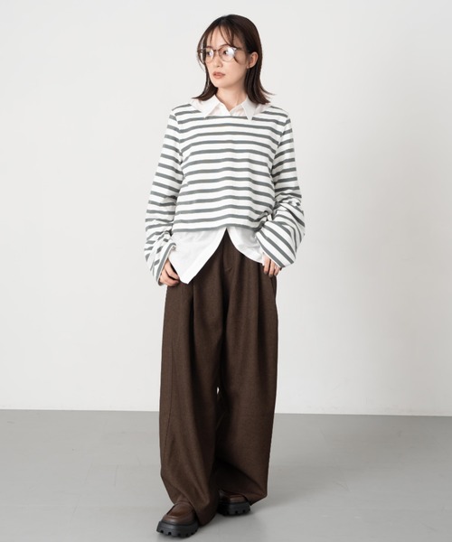 Formeque(フォルミーク)の「【Formeque】フレアスリーブボーダートップス(Tシャツ/カットソー・レディース・グリーン/ブラック・FREE)」の16枚目の写真