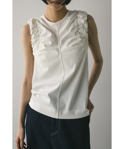 STYLEMIXER（スタイルミキサー）の「ショルダーギャザータンクトップ（タンクトップ・レディース・ホワイト/レッド/ブラック・FREE）」の2枚目の写真