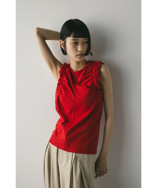 STYLEMIXER（スタイルミキサー）の「ショルダーギャザータンクトップ（タンクトップ・レディース・ホワイト/レッド/ブラック・FREE）」の21枚目の写真