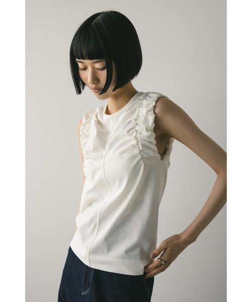 STYLEMIXER（スタイルミキサー）の「ショルダーギャザータンクトップ（タンクトップ・レディース・ホワイト/レッド/ブラック・FREE）」の5枚目の写真