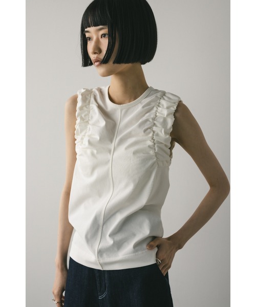 STYLEMIXER（スタイルミキサー）の「ショルダーギャザータンクトップ（タンクトップ・レディース・ホワイト/レッド/ブラック・FREE）」の6枚目の写真