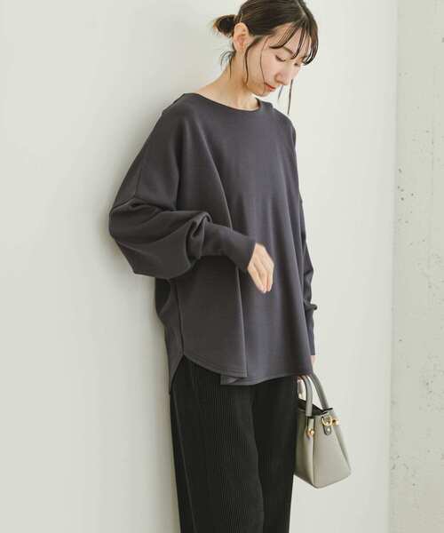 ITEMS URBANRESEARCH(アイテムズ アーバンリサーチ)の「ダンボールスムースラウンドプルオーバー(Tシャツ/カットソー・レディース・ホワイト/チャコールグレー/グレー・FREE)」の3枚目の写真