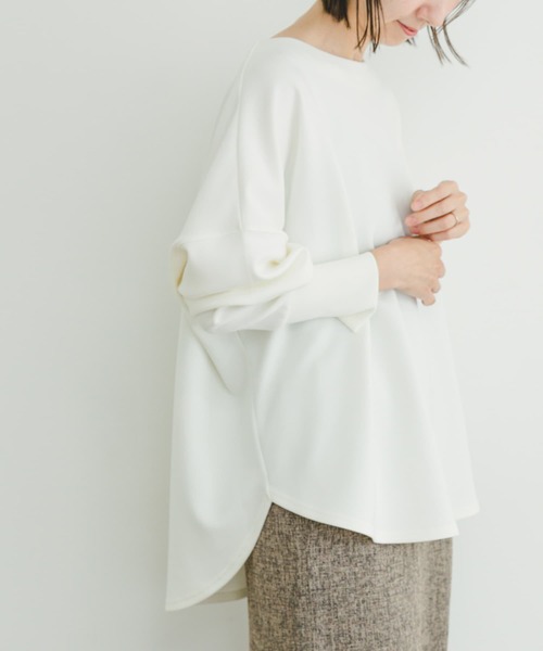 ITEMS URBANRESEARCH(アイテムズ アーバンリサーチ)の「ダンボールスムースラウンドプルオーバー(Tシャツ/カットソー・レディース・ホワイト/チャコールグレー/グレー・FREE)」の4枚目の写真