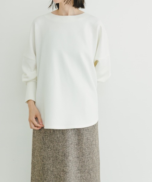 ITEMS URBANRESEARCH(アイテムズ アーバンリサーチ)の「ダンボールスムースラウンドプルオーバー(Tシャツ/カットソー・レディース・ホワイト/チャコールグレー/グレー・FREE)」の5枚目の写真