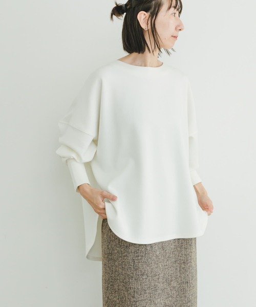 ITEMS URBANRESEARCH(アイテムズ アーバンリサーチ)の「ダンボールスムースラウンドプルオーバー(Tシャツ/カットソー・レディース・ホワイト/チャコールグレー/グレー・FREE)」の6枚目の写真