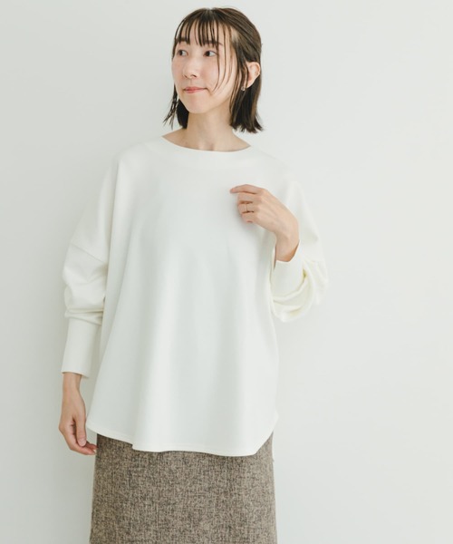 ITEMS URBANRESEARCH(アイテムズ アーバンリサーチ)の「ダンボールスムースラウンドプルオーバー(Tシャツ/カットソー・レディース・ホワイト/チャコールグレー/グレー・FREE)」の7枚目の写真