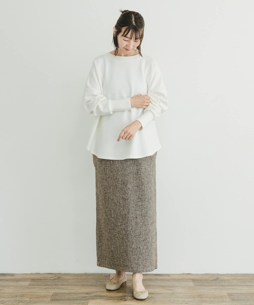 ITEMS URBANRESEARCH(アイテムズ アーバンリサーチ)の「ダンボールスムースラウンドプルオーバー(Tシャツ/カットソー・レディース・ホワイト/チャコールグレー/グレー・FREE)」の9枚目の写真