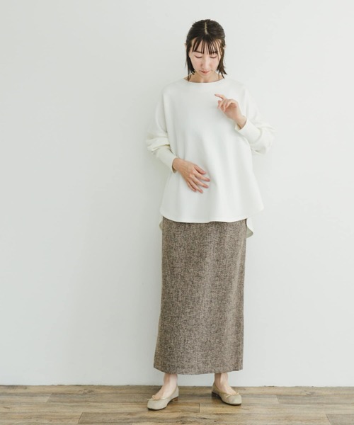 ITEMS URBANRESEARCH(アイテムズ アーバンリサーチ)の「ダンボールスムースラウンドプルオーバー(Tシャツ/カットソー・レディース・ホワイト/チャコールグレー/グレー・FREE)」の11枚目の写真