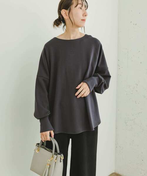 ITEMS URBANRESEARCH(アイテムズ アーバンリサーチ)の「ダンボールスムースラウンドプルオーバー(Tシャツ/カットソー・レディース・ホワイト/チャコールグレー/グレー・FREE)」の12枚目の写真