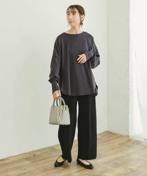 ITEMS URBANRESEARCH(アイテムズ アーバンリサーチ)の「ダンボールスムースラウンドプルオーバー(Tシャツ/カットソー・レディース・ホワイト/チャコールグレー/グレー・FREE)」の14枚目の写真