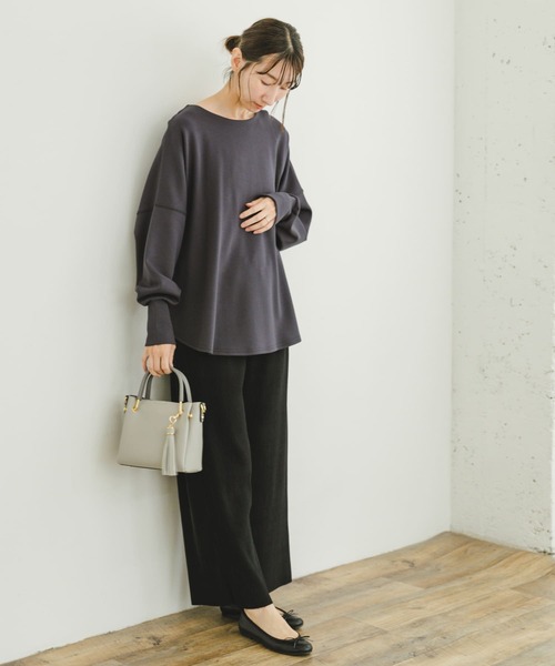 ITEMS URBANRESEARCH(アイテムズ アーバンリサーチ)の「ダンボールスムースラウンドプルオーバー(Tシャツ/カットソー・レディース・ホワイト/チャコールグレー/グレー・FREE)」の15枚目の写真