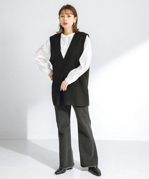 URBAN RESEARCH Sonny Label（アーバンリサーチサニーレーベル）の「リバーシブルメルトンジャージベスト（ベスト・レディース・ベージュ/ライトグレー/チャコールグレー/ブラック・FREE）」の7枚目の写真