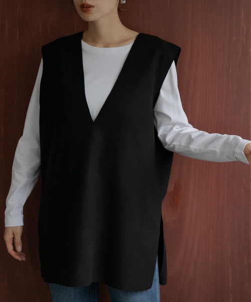 URBAN RESEARCH Sonny Label（アーバンリサーチサニーレーベル）の「リバーシブルメルトンジャージベスト（ベスト・レディース・ベージュ/ライトグレー/チャコールグレー/ブラック・FREE）」の11枚目の写真