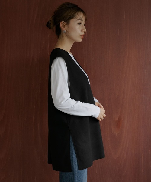 URBAN RESEARCH Sonny Label（アーバンリサーチサニーレーベル）の「リバーシブルメルトンジャージベスト（ベスト・レディース・ベージュ/ライトグレー/チャコールグレー/ブラック・FREE）」の15枚目の写真