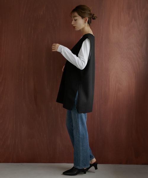 URBAN RESEARCH Sonny Label（アーバンリサーチサニーレーベル）の「リバーシブルメルトンジャージベスト（ベスト・レディース・ベージュ/ライトグレー/チャコールグレー/ブラック・FREE）」の17枚目の写真