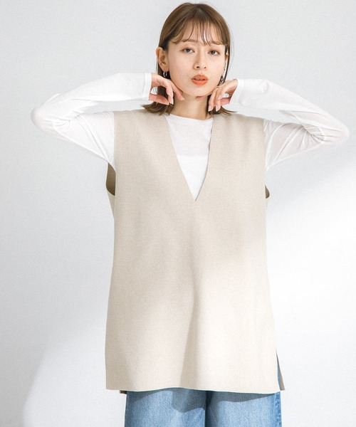 URBAN RESEARCH Sonny Label（アーバンリサーチサニーレーベル）の「リバーシブルメルトンジャージベスト（ベスト・レディース・ベージュ/ライトグレー/チャコールグレー/ブラック・FREE）」の20枚目の写真