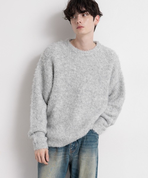 RAGEBLUE(レイジブルー)の「メランジ起毛クルーネックニット(ニット/セーター・メンズ・グレー系その他/ブラウン系その他/ホワイト系その他/グリーン系その他/グリーン・MEDIUM/LARGE)」の2枚目の写真