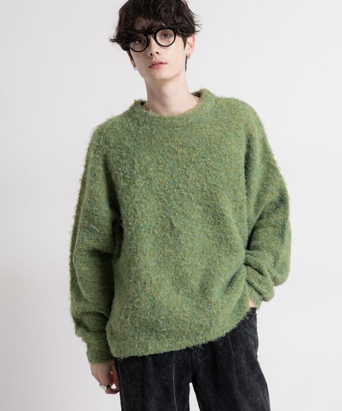 RAGEBLUE(レイジブルー)の「メランジ起毛クルーネックニット(ニット/セーター・メンズ・グレー系その他/ブラウン系その他/ホワイト系その他/グリーン系その他/グリーン・MEDIUM/LARGE)」の5枚目の写真