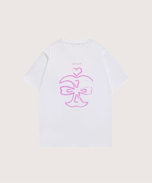 LA POMME petit(ラポミ・プチ)の「Apple Core Sketch T(Tシャツ/カットソー・レディース・ブラック/ホワイト・SMALL/MEDIUM)」の2枚目の写真