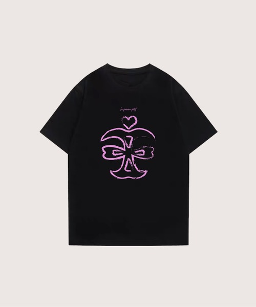LA POMME petit(ラポミ・プチ)の「Apple Core Sketch T(Tシャツ/カットソー・レディース・ブラック/ホワイト・SMALL/MEDIUM)」の1枚目の写真
