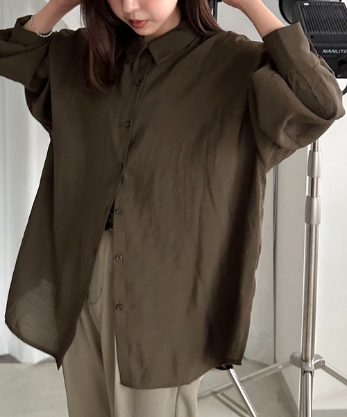 apres jour mignon（アプレジュールミニョン）の「カラーシャツ【ZOZOTOWN限定アイテム】（シャツ/ブラウス・レディース・ダークブラウン/カーキ/ボルドー/マスタード・X-LARGE/フリー）」の5枚目の写真