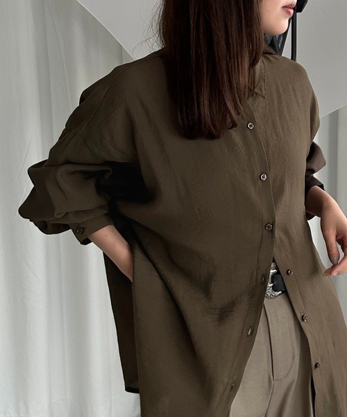 apres jour mignon（アプレジュールミニョン）の「カラーシャツ【ZOZOTOWN限定アイテム】（シャツ/ブラウス・レディース・ダークブラウン/カーキ/ボルドー/マスタード・X-LARGE/フリー）」の6枚目の写真