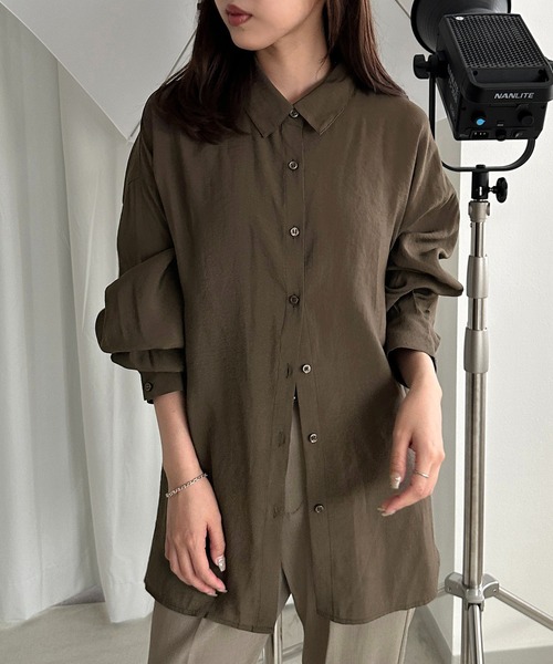 apres jour mignon（アプレジュールミニョン）の「カラーシャツ【ZOZOTOWN限定アイテム】（シャツ/ブラウス・レディース・ダークブラウン/カーキ/ボルドー/マスタード・X-LARGE/フリー）」の7枚目の写真