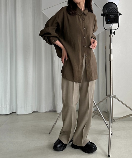 apres jour mignon（アプレジュールミニョン）の「カラーシャツ【ZOZOTOWN限定アイテム】（シャツ/ブラウス・レディース・ダークブラウン/カーキ/ボルドー/マスタード・X-LARGE/フリー）」の9枚目の写真
