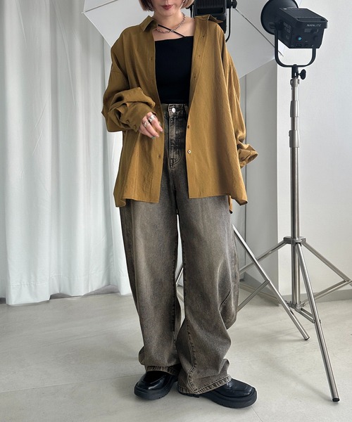 apres jour mignon（アプレジュールミニョン）の「カラーシャツ【ZOZOTOWN限定アイテム】（シャツ/ブラウス・レディース・ダークブラウン/カーキ/ボルドー/マスタード・X-LARGE/フリー）」の22枚目の写真