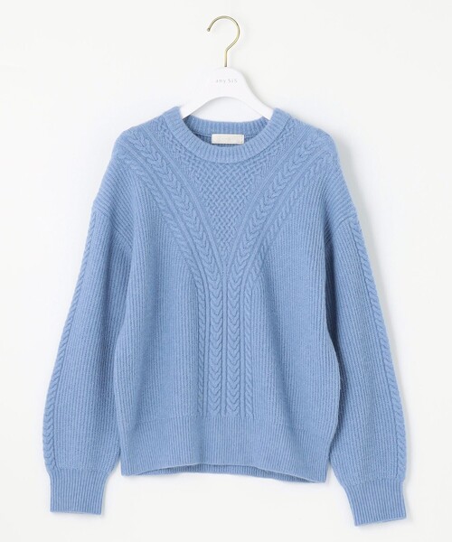 ANY SIS(エニィスィス)の「【洗える】フロントケーブルポイントアンゴラブレンド ニット(ニット/セーター・レディース・グレー系/ローズ系/ブルー系/アイボリー系・4)」の12枚目の写真