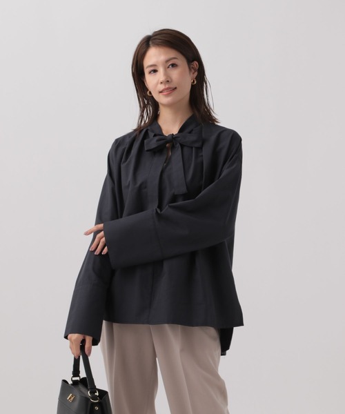 Elura（エルーラ）の「ブロードボウタイリボンブラウス/137593（シャツ/ブラウス・レディース・ホワイト/ネイビー/グリーン系その他・FREE）」の3枚目の写真