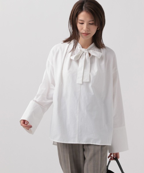 Elura（エルーラ）の「ブロードボウタイリボンブラウス/137593（シャツ/ブラウス・レディース・ホワイト/ネイビー/グリーン系その他・FREE）」の8枚目の写真