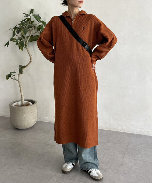 【セール】畦編ハーフジップワンピース（ワンピース）｜U.S. POLO ASSN.（ユーエスポロアッスン）