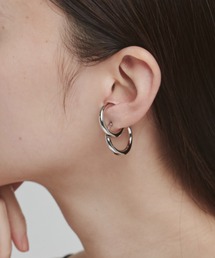立体デザインピアス イヤーカフ風 (両耳用)