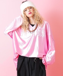 a.p.o.v. | a.p.o.v. -ankoROCK's select- フレイムパターンアームフットボールシャツ / メンズ レディース ユニセックス オーバーサイズ ゲームジャージ炎柄 ロングTシャツ(Tシャツ/カットソー)