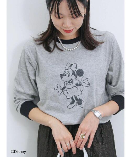 Samansa Mos2 blue(サマンサモスモスブルー)の「【Disney】ミッキー&フレンズ/アソートリンガーロンT(Tシャツ/カットソー・レディース・オフホワイト/チャコールグレー/トップグレー・F)」の3枚目の写真