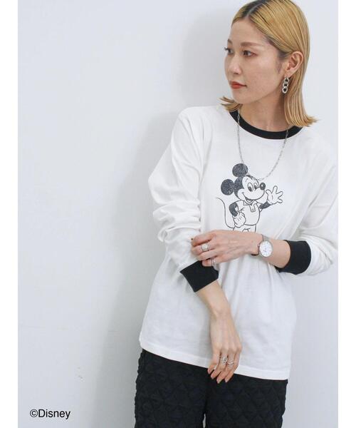 Samansa Mos2 blue(サマンサモスモスブルー)の「【Disney】ミッキー&フレンズ/アソートリンガーロンT(Tシャツ/カットソー・レディース・オフホワイト/チャコールグレー/トップグレー・F)」の22枚目の写真