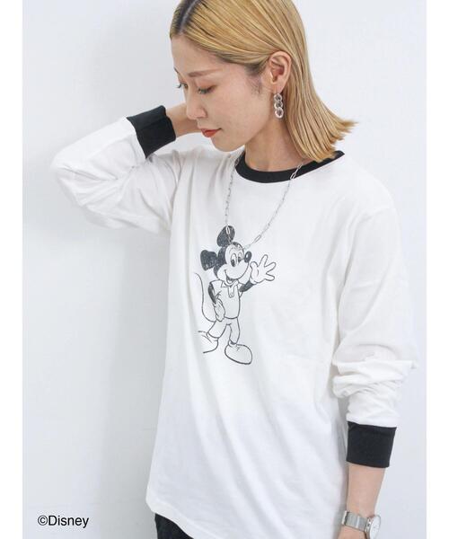 Samansa Mos2 blue(サマンサモスモスブルー)の「【Disney】ミッキー&フレンズ/アソートリンガーロンT(Tシャツ/カットソー・レディース・オフホワイト/チャコールグレー/トップグレー・F)」の7枚目の写真
