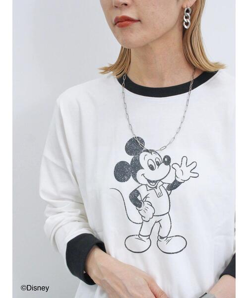 Samansa Mos2 blue(サマンサモスモスブルー)の「【Disney】ミッキー&フレンズ/アソートリンガーロンT(Tシャツ/カットソー・レディース・オフホワイト/チャコールグレー/トップグレー・F)」の8枚目の写真