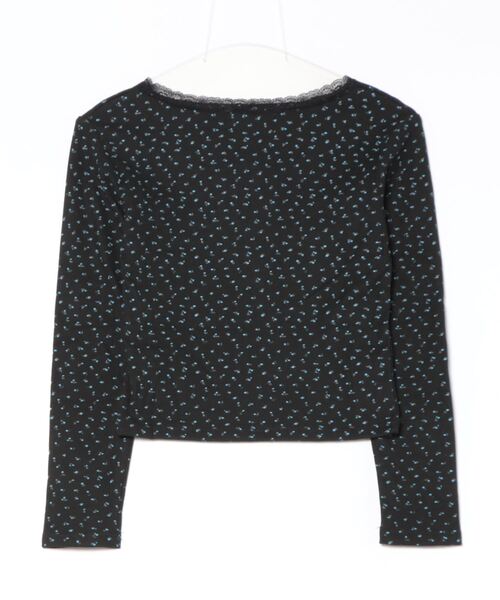 Mayree（メイリー）の「【Mayree】小花柄 レース ヘンリーネック カットソー（Tシャツ/カットソー・レディース・ブラック/アイボリー・LARGE/MEDIUM/SMALL）」の9枚目の写真