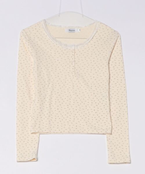 Mayree（メイリー）の「【Mayree】小花柄 レース ヘンリーネック カットソー（Tシャツ/カットソー・レディース・ブラック/アイボリー・LARGE/MEDIUM/SMALL）」の7枚目の写真