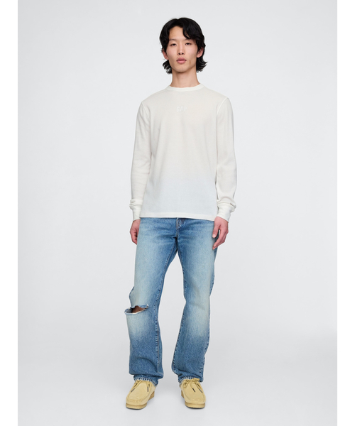 【追跡込】[  Jeans] ロゴパッチワッフル長袖Tシャツ Calvin Klein Jeans】ロゴパッチ ワッフル長袖Tシャツ(送料込