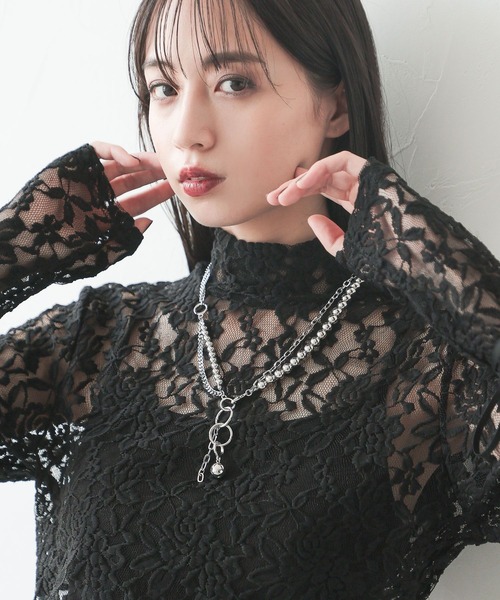 HARE(ハレ)の「ボールミックスラリエットネックレス(HARE)(ネックレス・レディース・シルバー/ホワイト/ブラック・FREE)」の8枚目の写真