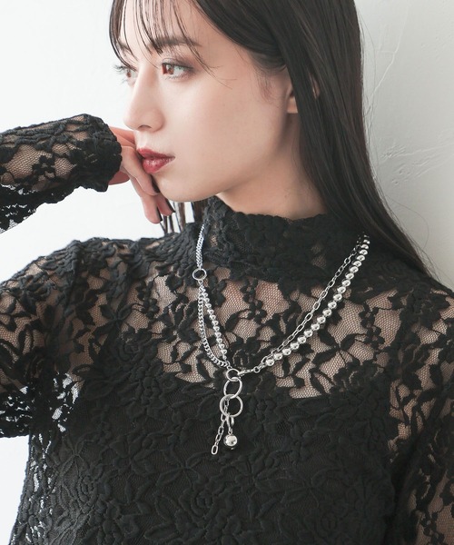 HARE(ハレ)の「ボールミックスラリエットネックレス(HARE)(ネックレス・レディース・シルバー/ホワイト/ブラック・FREE)」の9枚目の写真