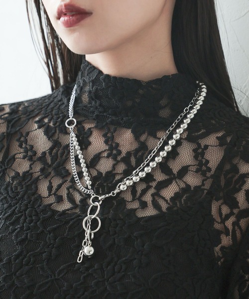 HARE(ハレ)の「ボールミックスラリエットネックレス(HARE)(ネックレス・レディース・シルバー/ホワイト/ブラック・FREE)」の11枚目の写真