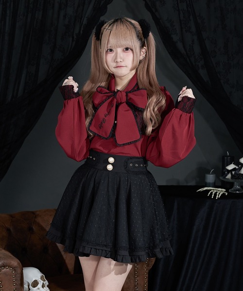 文字入りリボンフリルブラウス/地雷系（シャツ/ブラウス）｜Pal