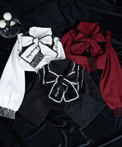 文字入りリボンフリルブラウス/地雷系（シャツ/ブラウス）｜Pal elfy