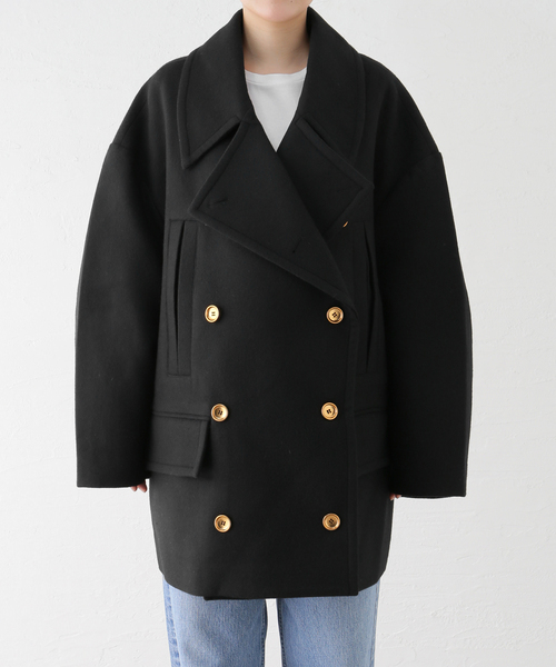 Noble(ノーブル)の「NEARbyME/ニアーバイミー Gold Botton Oversized Pea Coat(ピーコート・レディース・ブラック・FREE)」の6枚目の写真