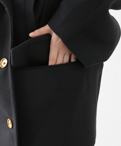 Noble(ノーブル)の「NEARbyME/ニアーバイミー Gold Botton Oversized Pea Coat(ピーコート・レディース・ブラック・FREE)」の14枚目の写真
